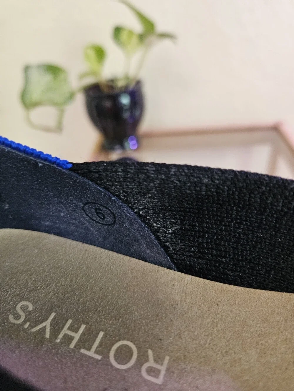 Rothy's Black Knit Espadrille with Blue Trim Sz 6